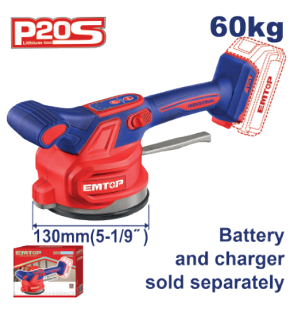 Cordless Tile Vibration Machine 20V, 12-Speed, 125mm Suction Cup, Lightweight & Portable Design